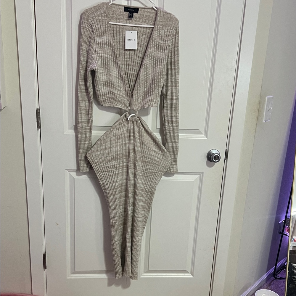 Forever 21 Taupe Long Sleeve Knit Dress